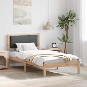 vidaXL Sängram med huvudgavel Mörkgrå 100 x 200 cm Massiv furu
