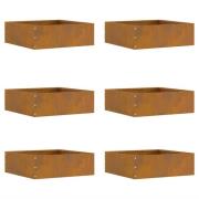 vidaXL Kant för gräsmatta 6 pcs Rostig 40 x 40 x 13 cm