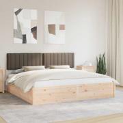 vidaXL Sängram med Klädd Huvudgavel Taupe 200 x 200 cm Massiv furu