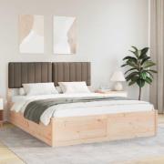vidaXL Sängram med Klädd Huvudgavel Taupe 160 x 200 cm Massiv furu