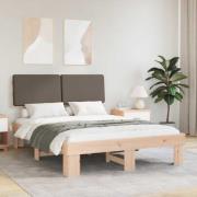vidaXL Sängram med Klädd Huvudgavel Taupe 120 x 190 cm Massiv furu