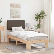 vidaXL Sängram med Klädd Huvudgavel Taupe 90 x 190 cm Massiv furu