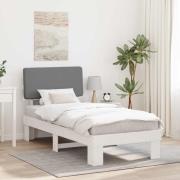 vidaXL Sängram med Klädd Huvudgavel Ljusgrå 75 x 190 cm Massiv furu