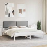 vidaXL Sängram med Klädd Huvudgavel Ljusgrå 180 x 200 cm Massivt furu