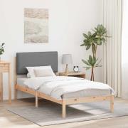 vidaXL Sängram med Klädd Huvudgavel Ljusgrå 100 x 200 cm Massivt furu