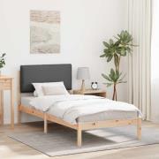 vidaXL Sängram med Klädd Huvudgavel Mörkgrå 80 x 200 cm Massivt furu
