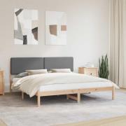 vidaXL Sängram med Klädd Huvudgavel Mörkgrå 180 x 200 cm Massiv furu