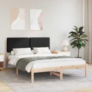 vidaXL Sängram med Klädd Huvudgavel Svart 160 x 200 cm Massiv furu