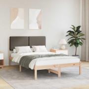 vidaXL Sängram med Klädd Huvudgavel Taupe 120 x 200 cm Massiv furu
