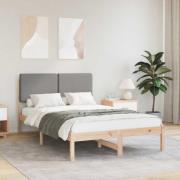 vidaXL Sängram med Klädd Huvudgavel Ljusgrå 120 x 190 cm Massiv furu