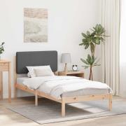 vidaXL Sängram med Klädd Huvudgavel Mörkgrå 100 x 200 cm Massiv furu