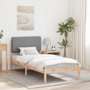 vidaXL Sängram med Klädd Huvudgavel Ljusgrå 90 x 200 cm Massiv furu