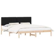 vidaXL Sängram med Klädd Huvudgavel Svart 180 x 200 cm Massivt furu