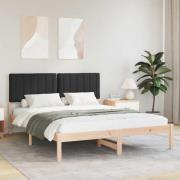 vidaXL Sängram med Klädd Huvudgavel Svart 160 x 200 cm Massivt furu