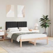 vidaXL Sängram med Klädd Huvudgavel Svart 120 x 190 cm Massiv furu