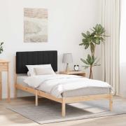 vidaXL Sängram med Klädd Huvudgavel Svart 90 x 190 cm Massivt furu