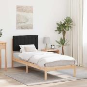 vidaXL Sängram med Klädd Huvudgavel Svart 75 x 190 cm Massivt furu