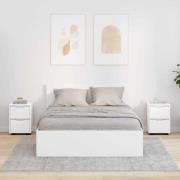 vidaXL Sängbord med låda 2 pcs Vit 30,5 x 30 x 43 cm Konstruerat trä