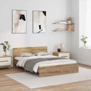 vidaXL Sängram med huvudgavel Artisan Ek 160 x 200 cm Konstruerat trä