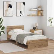 vidaXL Sängram med huvudgavel Artisan Ek 90 x 190 cm Konstruerat trä