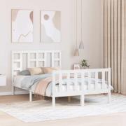 vidaXL Sängram utan madrass vit 120x200 cm massiv furu