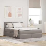 vidaXL Förvaringssäng med LED med madrass Taupe 140 x 200 cm tyg