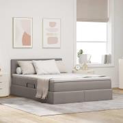 vidaXL Förvaringssäng med LED med madrass Taupe 140 x 200 cm tyg
