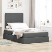 vidaXL Förvaringssäng med LED med led Mörkgrå 120 x 200 cm Polyester