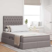 vidaXL Förvaringssäng med LED med madrass Taupe 120 x 200 cm Polyester