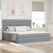 vidaXL Förvaringssäng med LED med led Ljusgrå 200 x 200 cm Polyester