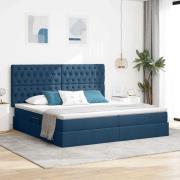 vidaXL Förvaringssäng med LED med madrass Blå 200 x 200 cm Polyester