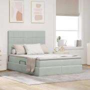 vidaXL Förvaringssäng med LED med madrass Ljusgrå 140 x 190 cm Sammet