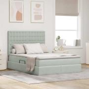 vidaXL Förvaringssäng med LED med madrass Ljusgrå 140 x 190 cm Sammet