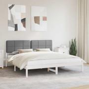 vidaXL Sängram med Klädd Huvudgavel Ljusgrå 180 x 200 cm Massiv furu