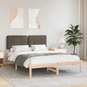 vidaXL Sängram med Klädd Huvudgavel Taupe 140 x 200 cm Massiv furu