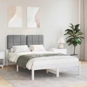 vidaXL Sängram med Klädd Huvudgavel Ljusgrå 120 x 200 cm Massiv furu