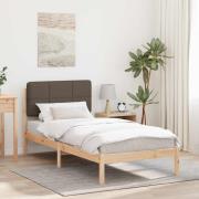 vidaXL Sängram med Klädd Huvudgavel Taupe 90 x 200 cm Massiv furu