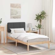 vidaXL Sängram med Klädd Huvudgavel Mörkgrå 80 x 200 cm Massiv furu