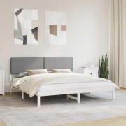 vidaXL Sängram med Klädd Huvudgavel Ljusgrå 180 x 200 cm Massiv furu