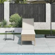 vidaXL Solstol med dyna beige 55x200x44cm konstrotting