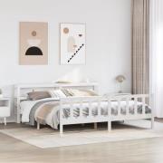 vidaXL Sängram utan madrass vit 180x200 cm massiv furu