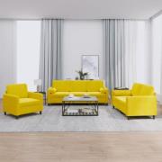 vidaXL Soffgrupp med dynor 3 delar gul sammet