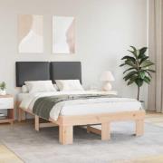 vidaXL Sängram med Klädd Huvudgavel Mörkgrå 120 x 190 cm Massiv furu