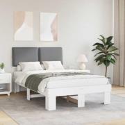 vidaXL Sängram med Klädd Huvudgavel Ljusgrå 120 x 190 cm Massiv furu