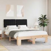vidaXL Sängram med Klädd Huvudgavel Svart 140 x 200 cm Massiv furu