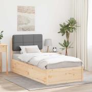 vidaXL Sängram med Klädd Huvudgavel Ljusgrå 100 x 200 cm Massiv furu