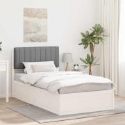 vidaXL Sängram med Klädd Huvudgavel Ljusgrå 100 x 200 cm Massiv furu