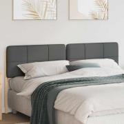 vidaXL Klädd sänggavel Brun och ljusgrå 200 cm Massiv furu