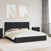 vidaXL Förvaringssäng med låda Svart 200 x 200 cm Konstruerat trä