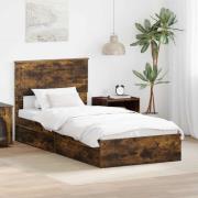 vidaXL Förvaringssäng med låda Rökt ek 90 x 200 cm Konstruerat trä